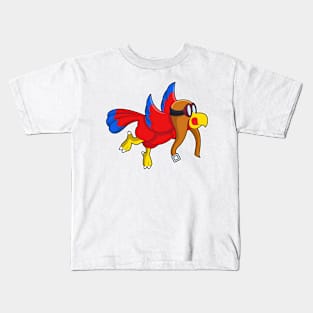 Parrot at Flying as Pilot Kids T-Shirt